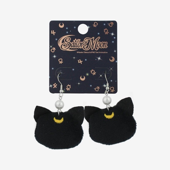 Sailor‎ Moon Luna Plush Drop Earrings Hot Topic Cosplay Anime - Picture 1 of 2